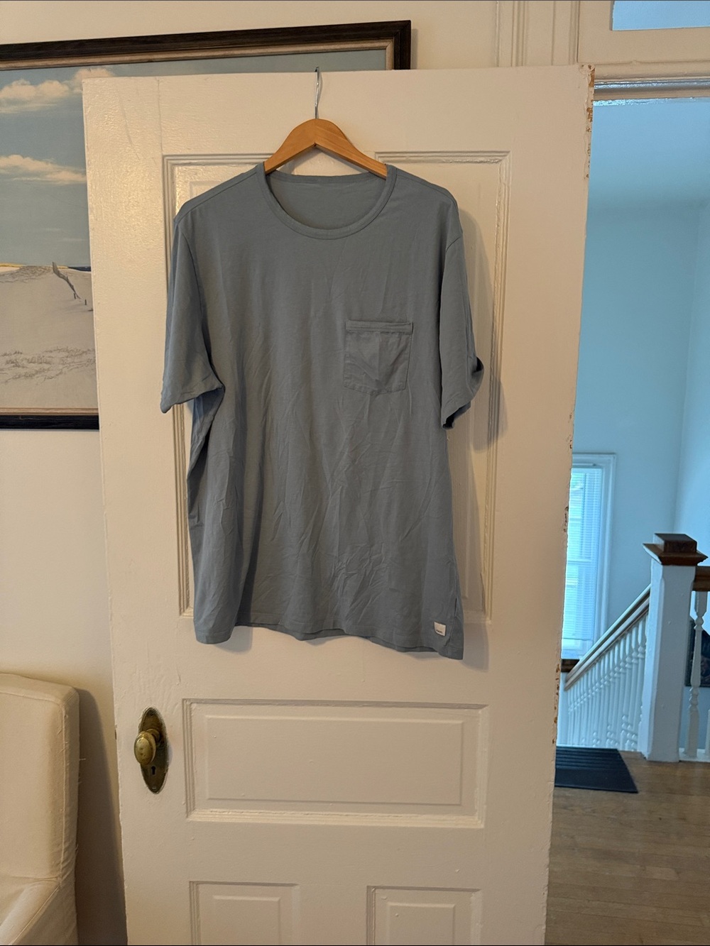 NWOT Vuori Men's Pocket Crewneck T‑Shirt — Light Slate Blue XL